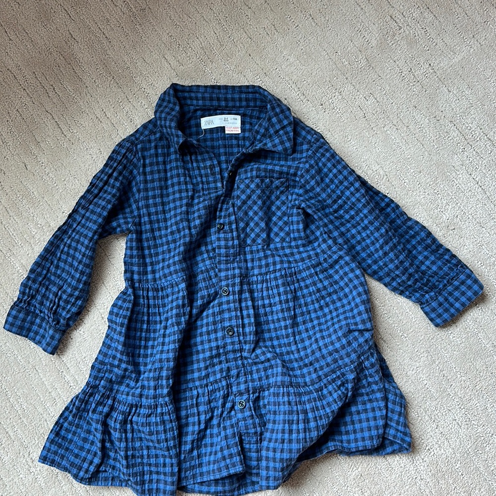 Zara blue and black checkered dress
